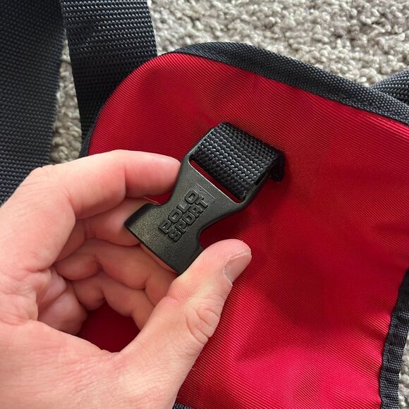 VTG 90s Polo Sport Ralph Lauren Spell Out Backpack Bucket Bag Red Navy Blue Logo - Picture 5 of 9